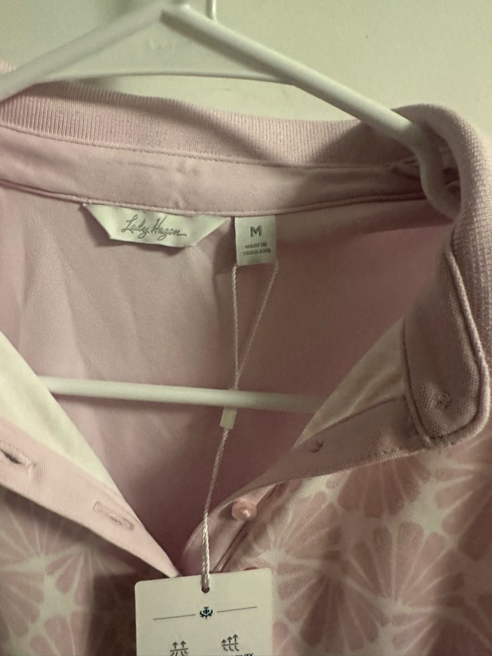 Lady Hagen Light Pink Floral Button-Down Top